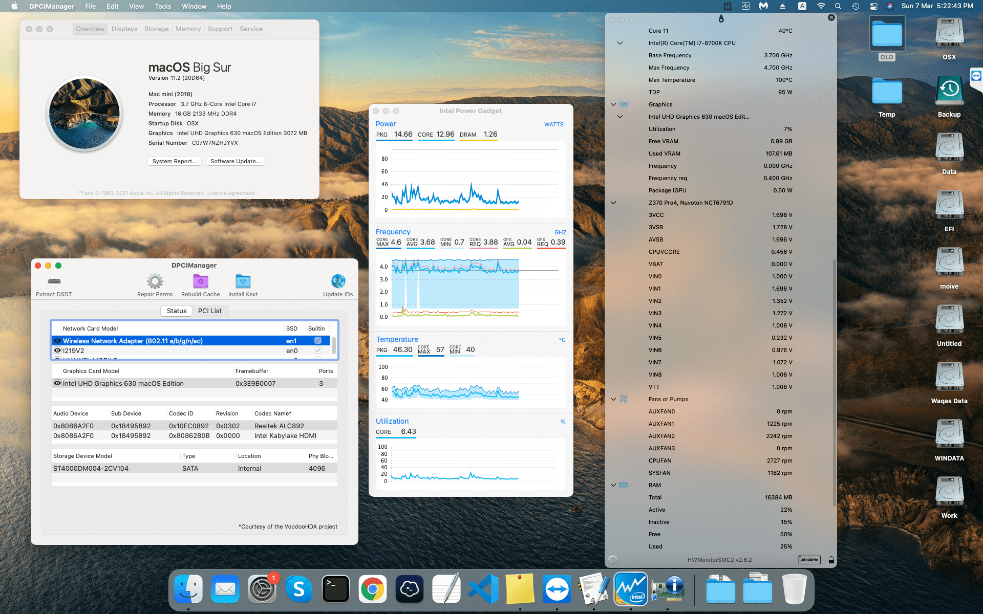 Success Hackintosh macOS Big Sur 11.2 Build 20D64 in Asrock Z370 Pro 4 + Intel Core i7 8700K